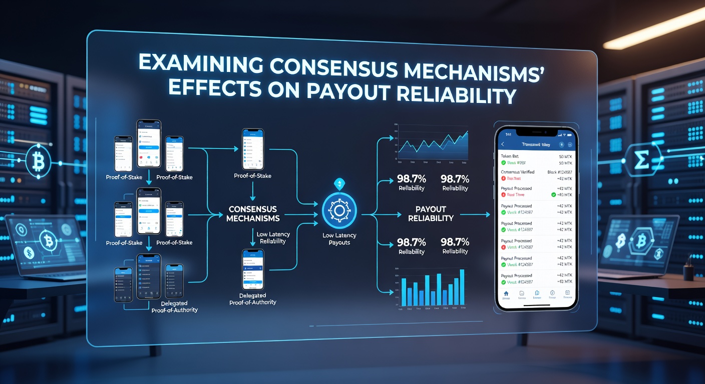 Blockchain-Konsensmechanismen in mobilen Wett-Apps visualisiert durch Netzwerkknoten und Token-Transaktionen